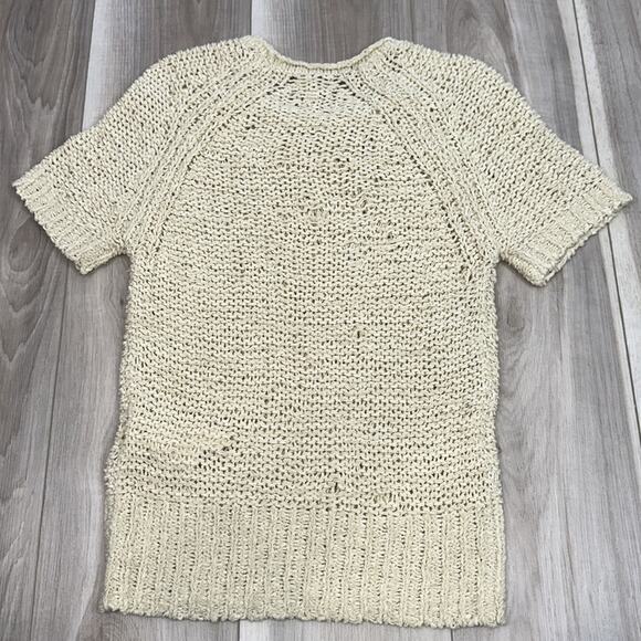 Aritzia Wilfred beige nude open weave short sleeve pullover size XXS - Picture 7 of 8